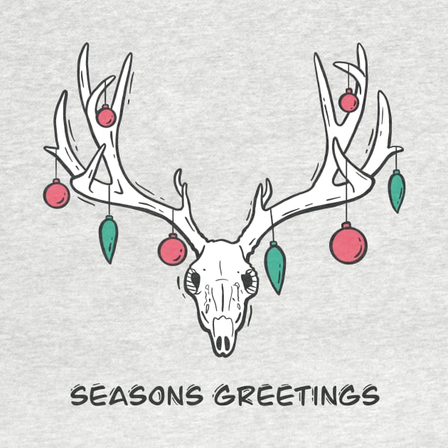 Festive Reindeer Skull - Seasons Greetings by JBeasleyDesigns